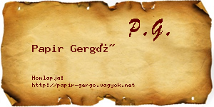 Papir Gergő névjegykártya